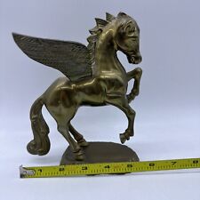 Vintage Solid Brass Pegasus Winged Horse Fantasy Animal Figurine 7” Tall Unicorn picture