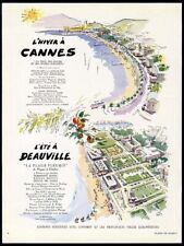CANNES Winter DEAUVILLE Summer 1951 French Travel Ad Vacation Destinations picture
