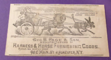 ANTIQUE VICTORIAN TRADE CARD ADVERTISING HARNESS & HORSE GOODS ROCHESTER NY picture