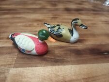 Set of 2 Mini Duck Decoy Figurine Made in Hong Kong Resin 3 1/4