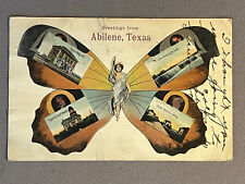 Texas TX, Greetings Abilene, Art Nouveau Butterfly, Epileptic Colony, PM 1908 picture