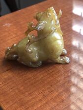 Vintage Chinese Natural  Hetian Jade Carved Auspicious Beast Sculpture Figure picture