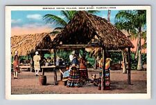 Miami FL-Florida, Seminole Indian Village, Antique, Vintage Souvenir Postcard picture