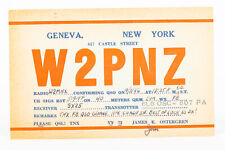 1946 Amateur Ham Radio QSL Card Geneva New York W2PNZ James Ostergren picture