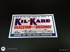 VINTAGE STICKER of Kil Kare Dragstrip & Speedway in Xenia, Oh. Nice facility picture