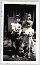 Original Old Vintage Outdoor Photo Family Children Boys Girl Play Time 1958 picture