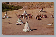 Postcard Oklahoma Pawnee Indian Hunters Bringing in Game, Teepees *A2476 picture