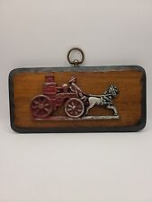 Walter E Lee Vintage Horse Pulled Fire Truck Wall Plaque picture