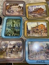 Set Of 6 Leslie Cope Vintage  Heavy Tin Lithograph Serving Tray13 x 10