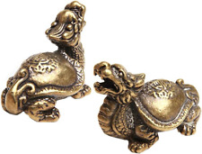 Acxico 2Pcs Copper Brass Dragon Turtle Small Fengshui Statue Ornament Chinese picture