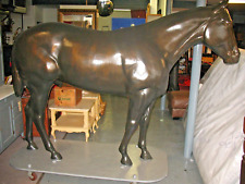 LIFE SIZE FIBERGLASS  DARK BAY ROAN  HORSE  HAND  FINISHED w/  CUSTOM PLATFORM picture