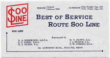 Soo Line Railroad / Duluth, MN & Superior, WI / Vintage Advertising Ink Blotter picture