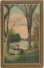 c1900s Early Spring Victorian Couples Canoe on Lake AMP CO POSTCARD picture