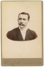 Antique Circa 1880s Cabinet Card Marshall Handsome Man Mustache Philadelphia, PA picture