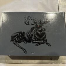 LARGE MOOSE VS Chillin Moose Robusto Large Blue Empty Wooden Cigar Box Wood picture