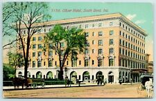 South Bend Indiana~Oliver Hotel~Horse Delivery Wagons~Buckboard~White Horse~1911 picture
