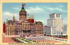 Vintage 1943 City Hall, Memorial Plaza, Building, Baltimore Maryland MD Postcard picture