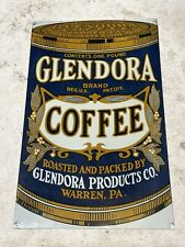 Vintage GLENDORA COFFEE Tin Sign Original Rare Warren Pennsylvania 8.5x13.75 picture