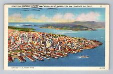 San Francisco CA-California Aerial City Steamer Piers Vintage c1936 Postcard picture