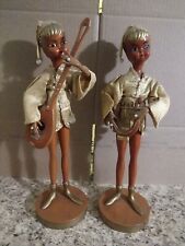 Pair of Vintage Tilso Pixie Elves musicians Standing Mid Century picture