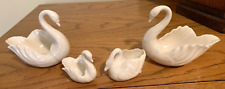 4 Vintage Lenox Porcelain Ivory Swan Figurines Trinket & Candy Dishes USA picture
