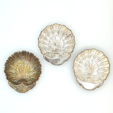 Lot of 3 Vintage Silver Plate Clam Shell Trinket Dish Ashtray Crescent Mfg. 3