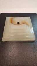 VINTAGE Square AGATE Stone Rock Glass LAMP PYRAMID SHAPED BASE SWIRL 6” Wide picture