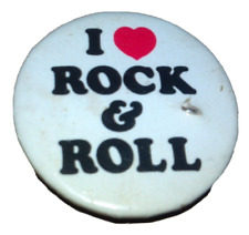 Vintage 1980's I Love Rock & Roll Pin Pinback Button Badge Vest Hat Lapel Jacket picture