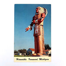 Postcard Michigan Ironwood MI Hiawatha Tallest Statue 1960s Unposted Chrome picture