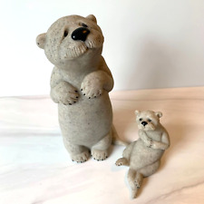 Quarry Critters Otters Set of 2 Standing and Sitting Stone Carvings Oscar Oprah picture