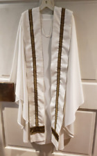 PRIEST CLERGY OFFICIANT VESTMENT CHASUBLE & STOLE CUSTOM MADE GOLD BANDING picture