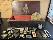 Vintage Military Lot *** Custom Trunk, Patches, Canteen & WW2 Oiler Bottle Can picture