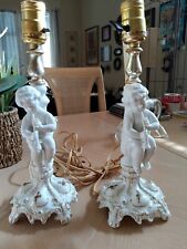 Pair of Pretty Porcelain Cherub Lamps in Good Working Condition picture