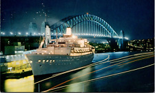 Sydney Harbour Bridge Ferry Boats Night View Sydney Australia Postcard picture