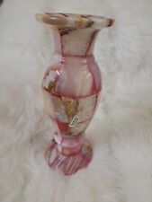 Vintage Artistic Pink Colored Marble Heavy Vase 7 7/8