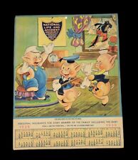 Rare Vintage Disney 1939 Three Little Pigs Promotional Year-at-a-glance Calendar picture