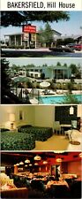 Vintage Hill House Motel Bakersfield CA Multi View Panorama Long Postcard picture