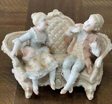 Antique Meissen Couple On Settee Porcelain Figurine picture