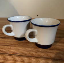 Set of 2 Noritake Stoneware Blue/White Fjord Pattern Tea/Coffee Cups picture