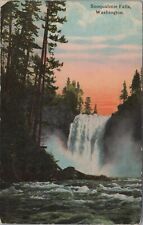 c1910s Snoqualmie Falls Washington sunset trees rapids postcard F25 picture
