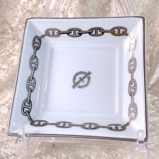 Hermes Paris Porcelain Tray CHAINE D'ANCRE Platinum 12 x 12 cm picture