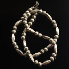 Vtg Navajo Pearl un Signed Sterling Silver Bench Made Bead Necklace 16