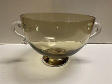 Badash Crystal New York Amber Bowl With Handles USA Art Glass  picture