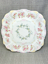 Royal Bavarian China Collector Square Plate Roses Gold Rim Germany Vintage picture