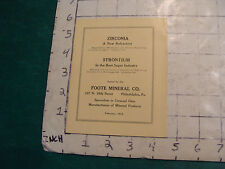 Vintage Mineral booklet: ZIRCONIA, STRONTIUM, feb 1915, 18pg booklet, GREAT  picture