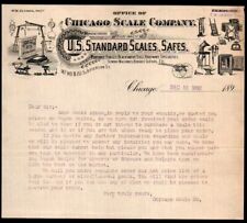 1892 Chicago Scale Co - US Standard Scales Safes - Rare Letter Head Bill picture