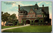 Postcard Indiana IN c.1910's James M. Fowler Residence Lafayette Y8 picture