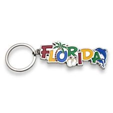 Florida Keychain Key Ring Souvenir Metal Travel Tourist Gift Sunshine State USA picture