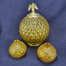 Vintage Replacement Amber Diamond Pattern Glass Dome Light Globe Parts w/Eagle picture