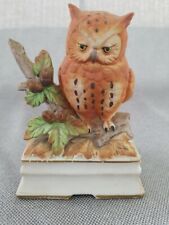 Vintage Music Box Owl On Branch Towle Fine Porcelain Plays Autumn Leaves picture
